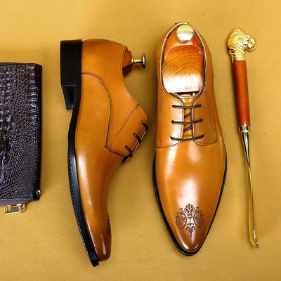 Britse Stijl Zakelijke Kleding Leren Schoenen Heren Ademend Leer Eerste Laag Koeienhuid Casual Werkschoenen