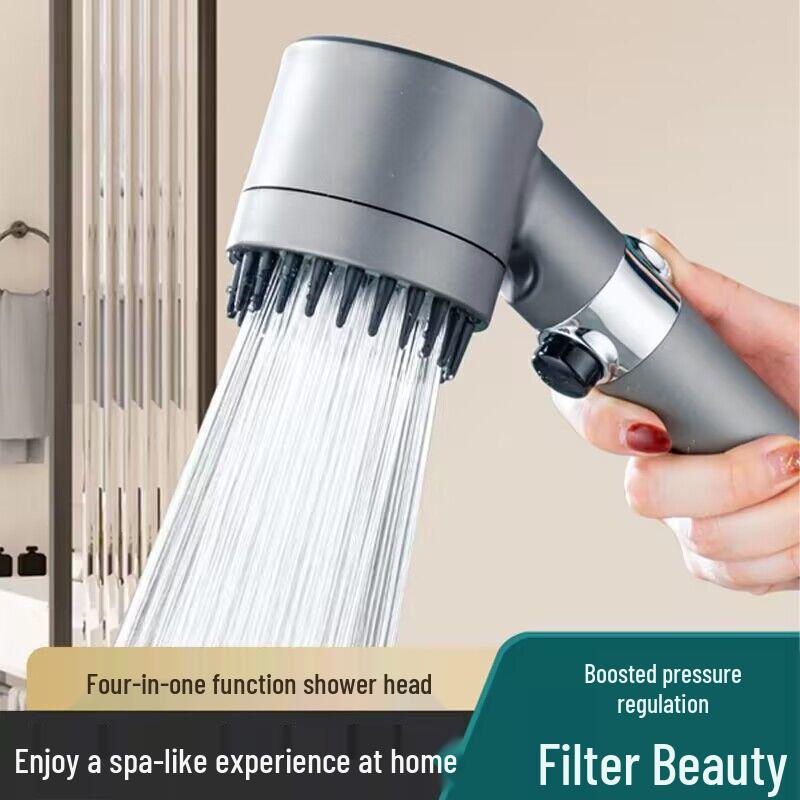 Powerful Pressure-Boosting Shower Head with Filter Set
