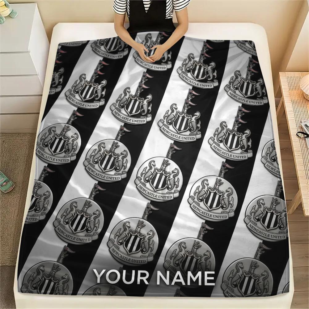 Custom Name Newcastle United Flannel Blanket, High Quality Comfortable for All Seasons, Home Decor, Warmth and Comfort
