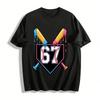 Baseball No.67 Print Casual Loose Short Sleeve T-Shirt Pure Cotton T-shirt