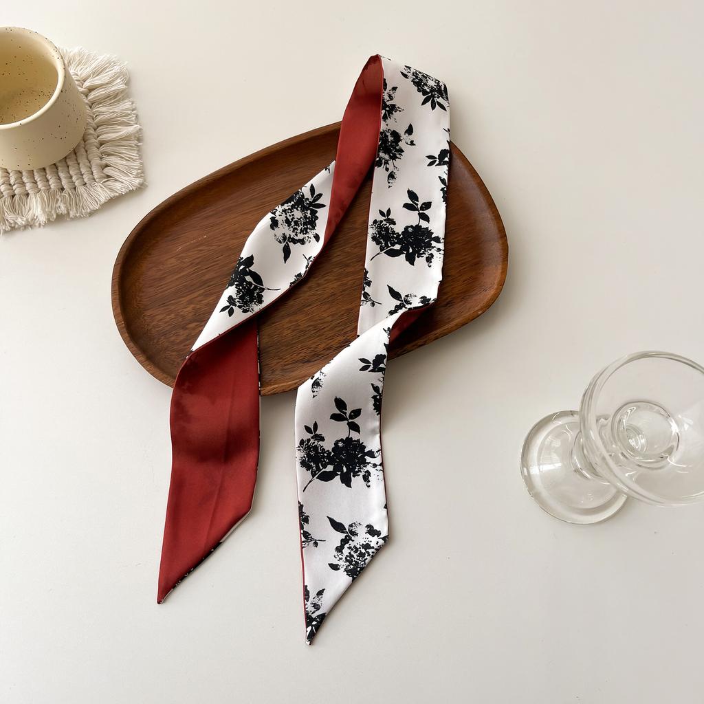 Europe  Fashion New National Style Small Nroken Flower Women's Decorative Twill Binding Bag Handle Silk Scarf Ribbon Scarf