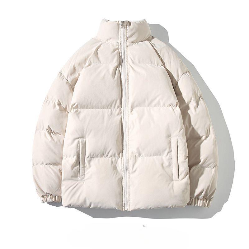 New Men's Clothing Korean Version Stand-up Collar Thickened Cotton Jacket Casual Solid Color Men's Bread Clothing