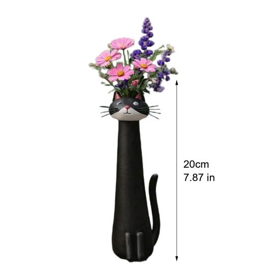 Handcrafted Quirky Cat Vase Whimsical Resin Cat Shaped Flower Vase for Flowers Pampas