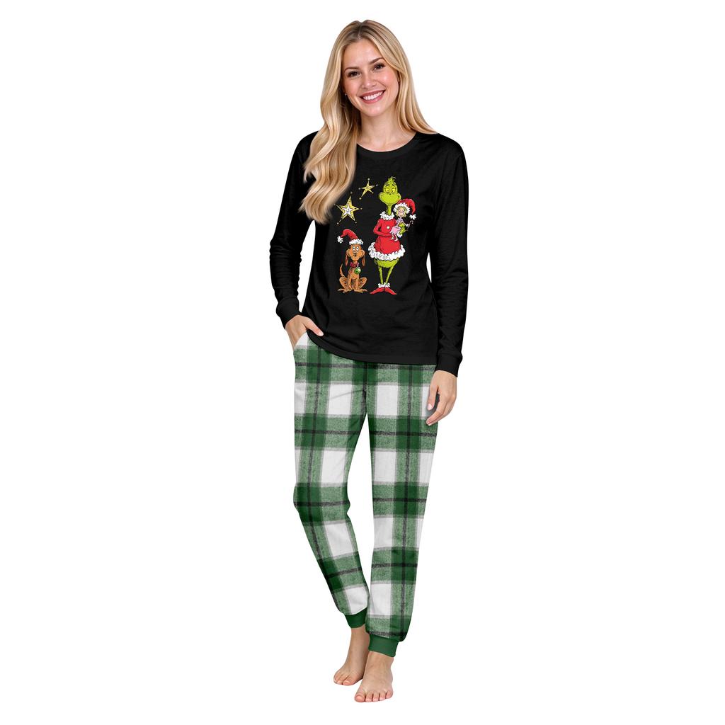 Christmas Print Crewneck Top and Jogger Pants Set Two Piece Holiday Casual Outfit