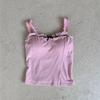 Damen Sweet Spitze Besatz Camisole Hellblau Rüschen Träger Figurbetont Ärmellos Oberteil