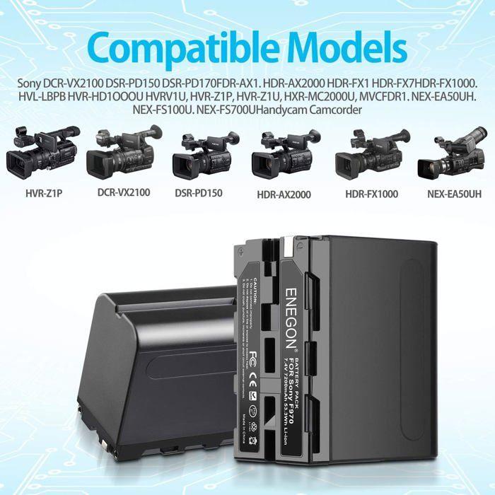 ENEGON Pack 2 Batteries NP-F970 8400mAh + Chargeur LCD pour Sony NP-F930/F950/F960 et Caméras CCD-SC55/TR516/TR716