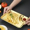 Stainless Steel Barbecue Plate Rectangular Snack Plate Grill Pan Fried Chicken Plate With Dipping Tray Dumpling Plate