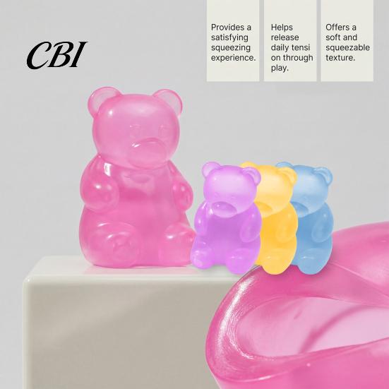 Relaxation Soft Toy Bear Shape Stress Relief Toy, Elastic Sensory Fidget High Density Travel Size Reliever Durable TPR Ball, Portable Pinch