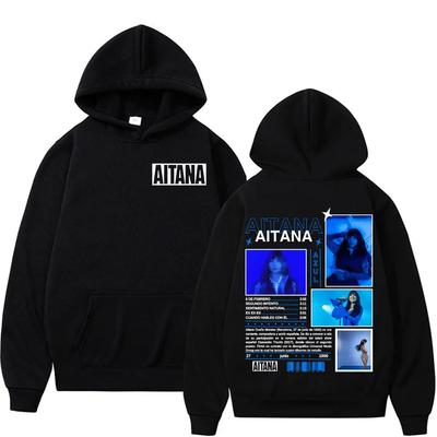 Chanteuse Aitana Hip Hop Rock Imprimé à Capuche Hommes Femmes Rétro Harajuku Street Bleu Album Manches Longues Chaud Polaire Sweat à Capuche Vêtements
