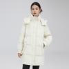 Brand down jacket women's winter new medium and long hooded warm thickened loose and thin solid color coat