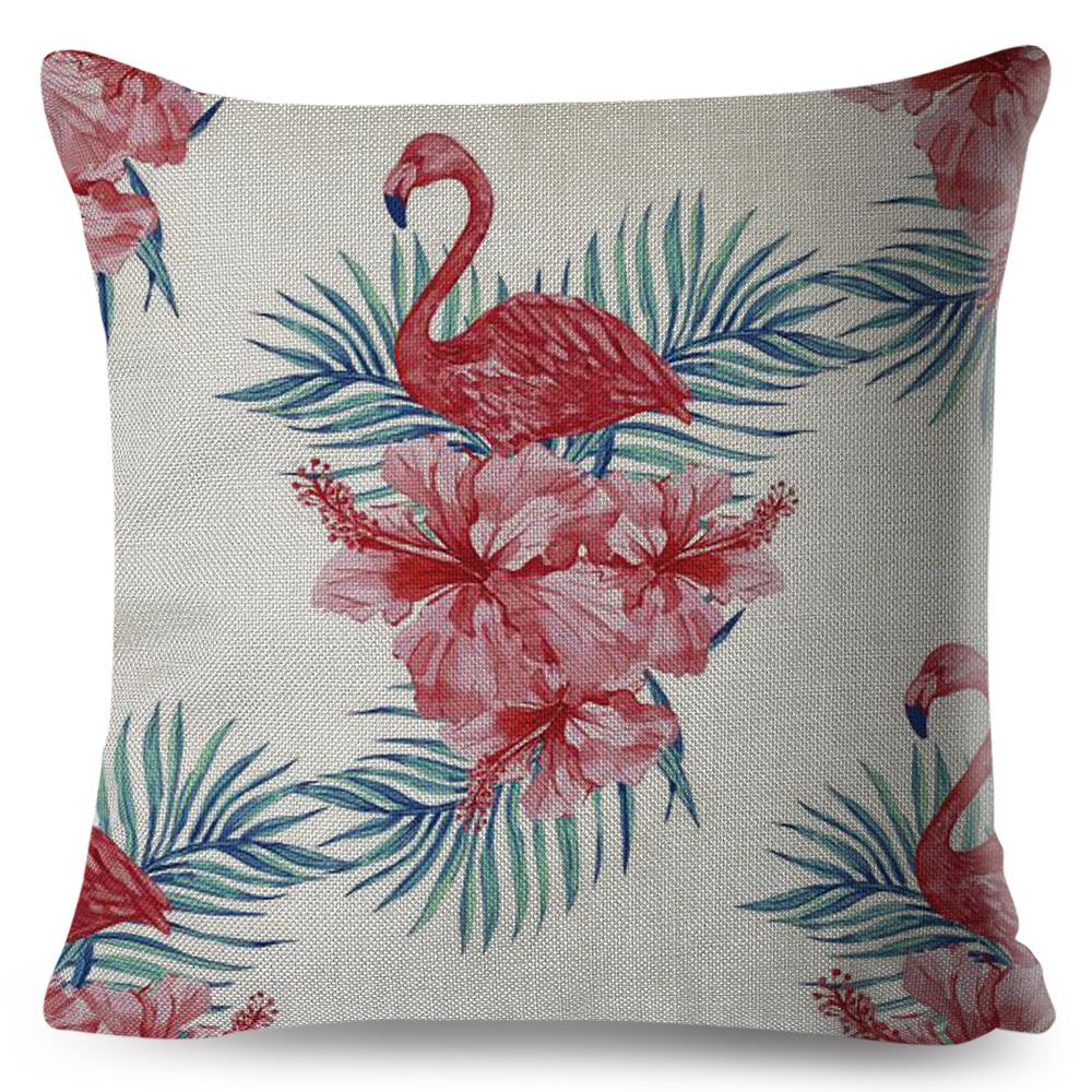 Tropical Flamingo Cushion Cover Hand Drawn Pineapple Butterfly Ice Cream Design Soft Square Pillow Home Decor xcm