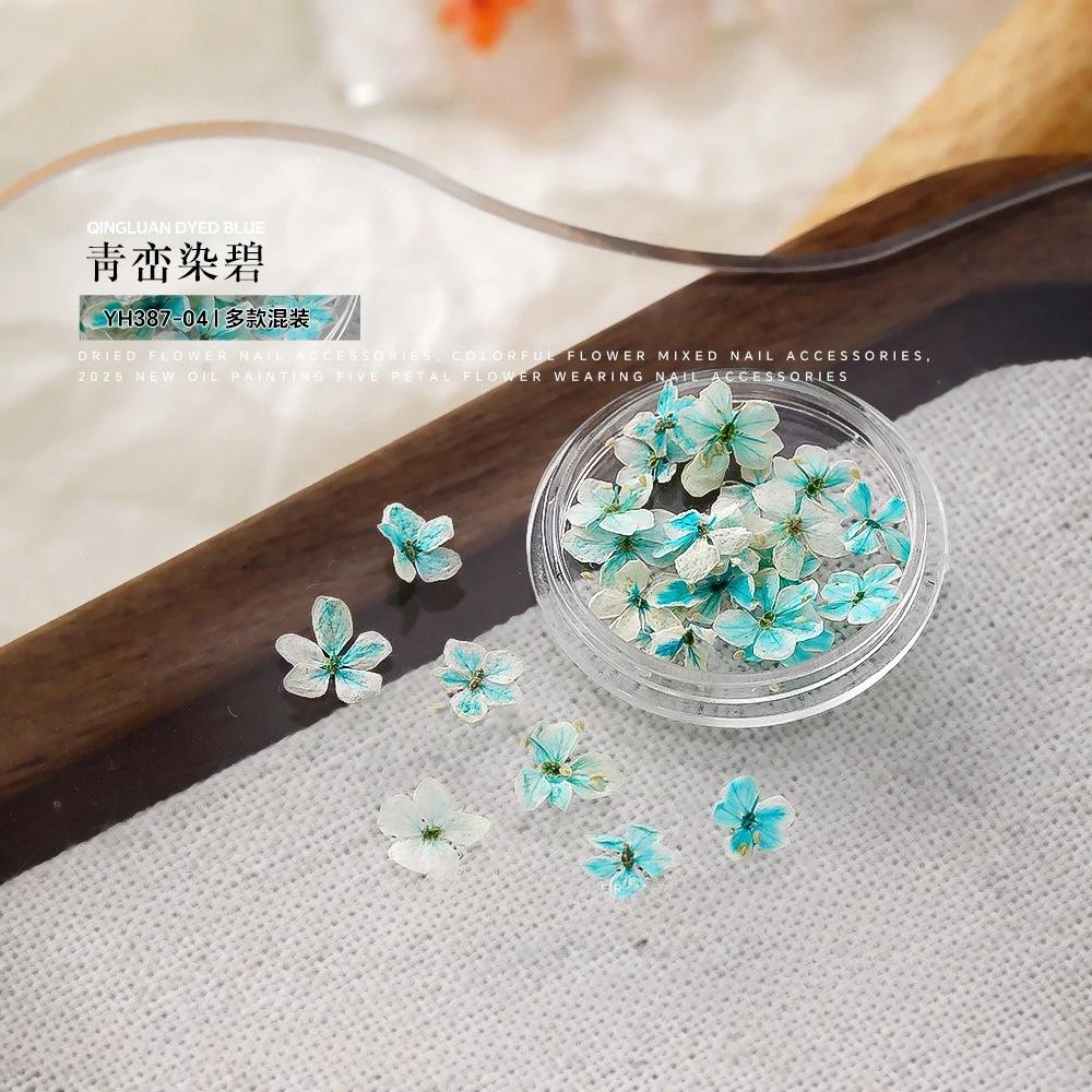 BEPAN 1PCS Summer Gradient Floral Nail Art Dried Flower Mixed Colors Natural Pressed Flowers Handmade DIY Boxed Wearable Nail Material