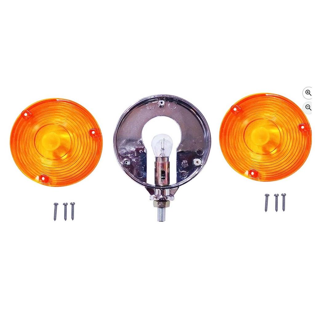 2Pcs 24V Bulbs 4" Round Double Face  Pedestal Lights, Dual Face Truck Trailer Lights RV Fender Stop Turn Tail and Parking Light