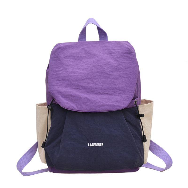 Schoolbag1011 New Splicing Contrasting Color Backpack Korean Version Drawstring Versatile Student Schoolbag Women's Anti-splashing Leisure Sports Bag