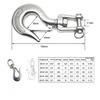 304 Stainless Steel Swivel Lifting Hook Steel Eye Hook With Latch Rigging Accessory