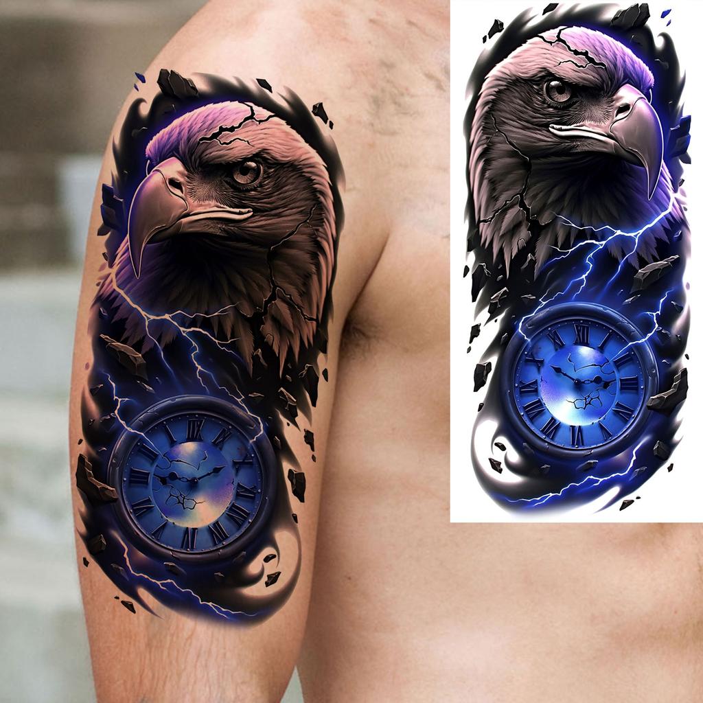 1 Foglio Tatuaggi Temporanei Creativi Cool Leone Lupo Aquila Per Uomini Donne Adulti, Tatuaggi Finti Temporanei Impermeabili a Lunga Durata