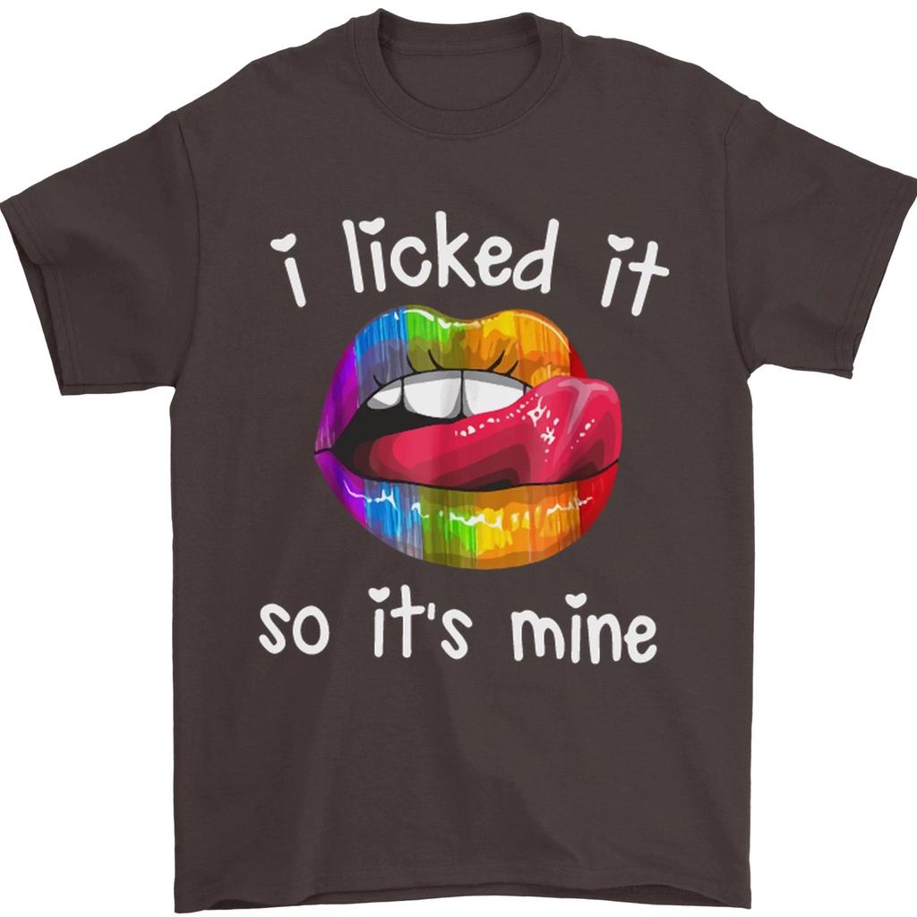 LGBT I Licked It So Its Mine Gay Pride Day Mens T- Shirt 100% Cotton