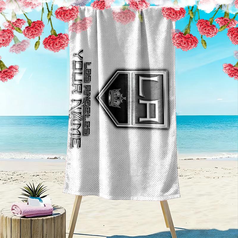 Custom Name,Los Angeles Kings Print Beach Towel, Large Soft Quick Dry Towel for Beach Camping Swimming