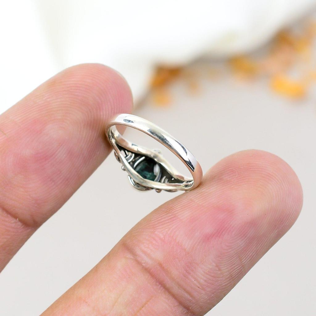 Malachite Gemstone 925 Sterling Silver Pear Gemstone Handmade Ring For Women