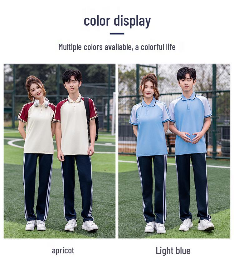 Light Blue Short-Sleeve School Uniform Set for Middle/Junior/High School Students