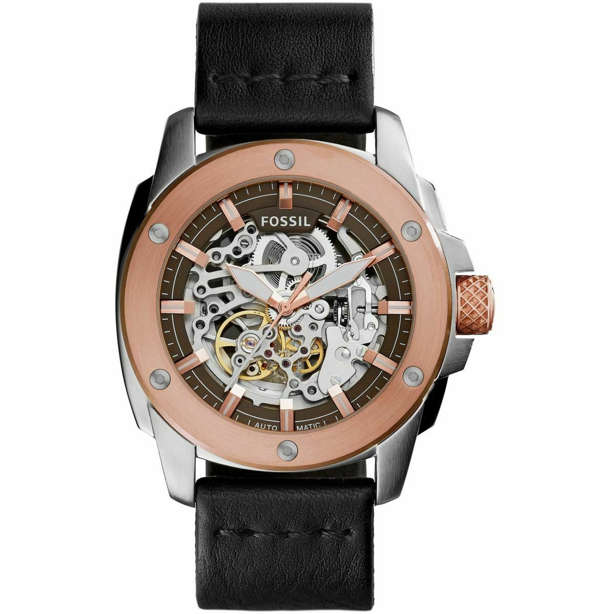 Fossil Men's Black Me3082 Modern Machine Skeleton Dial Automatic Watch