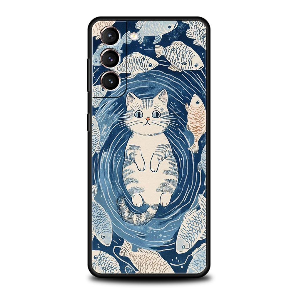 Blue Ocean Fish Phone Case for Samsung Galaxy S26 S25 S24 S23 S22 S20 S21 FE Ultra S25 Edge Plus 5G Soft TPU Cover Fundas Capas