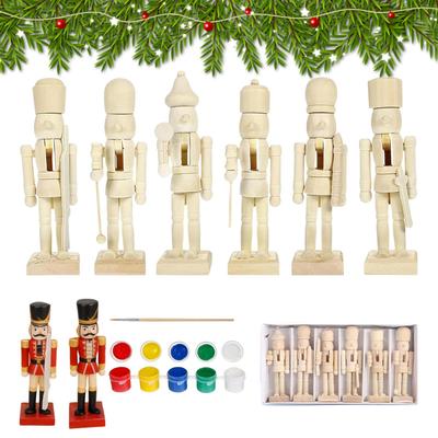 Nutcracker Christmas Decor Wooden Craft Kits With Paint Unpainted Nutcrackers Figures To Paint Set For Kids Adults Family