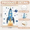 FDHSPAAM Space Rocket Kids Wall Art Decor, Space Nursery Decor, Fantasy Blue Spaceship Planet Star Wall Art Posters for Nursery Home Kids Boys