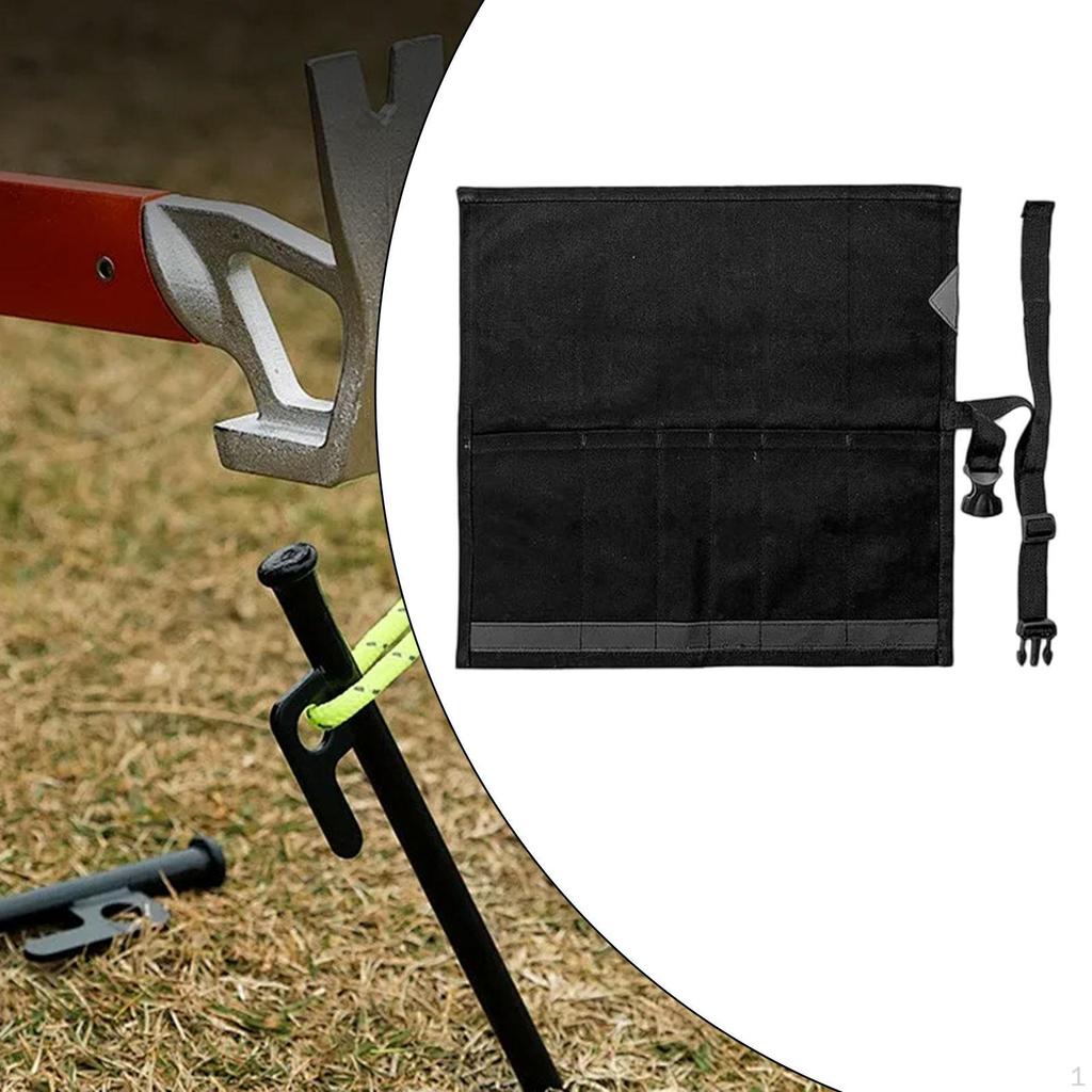 Tent Stakes Bag Ground Nail Storage Portable Canvas Tools Pole Pegs Roll Tool Pouch