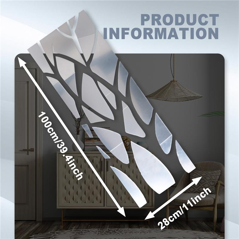 ABWR-3D Acrylic Tree Mirror Wall Sticker Removable DIY Art Decal Home Decor Mural 100X28CM