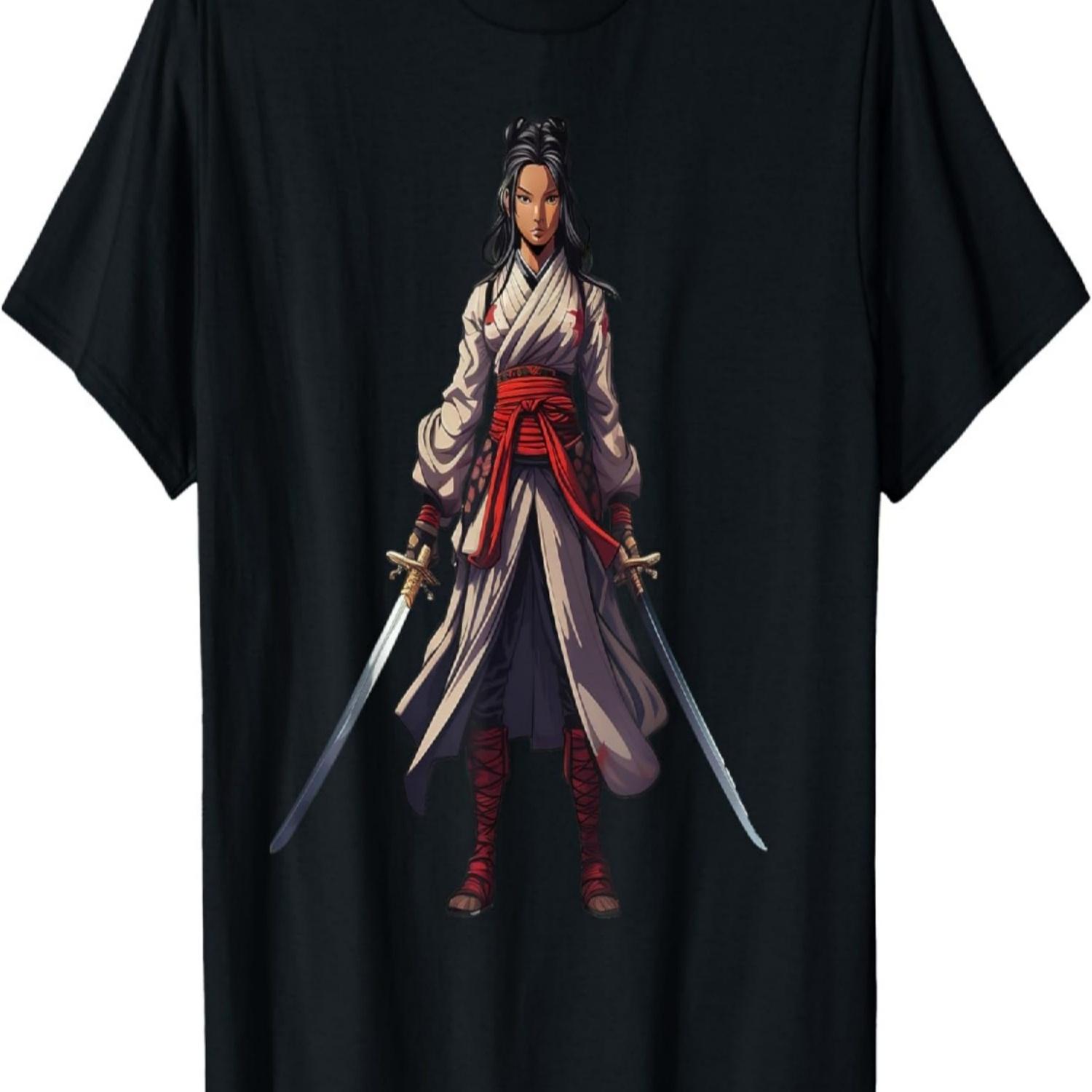 

Samurai Girl Vintage Retro Sakura Cherry Blossom T-Shirt(123) XXXXXL чорний
