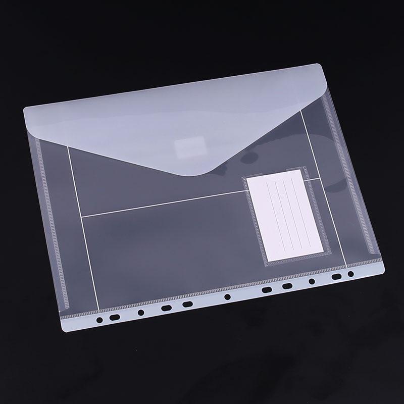 Transparent 11-Hole Loose-Leaf File Bag with Velcro Fastener for Students