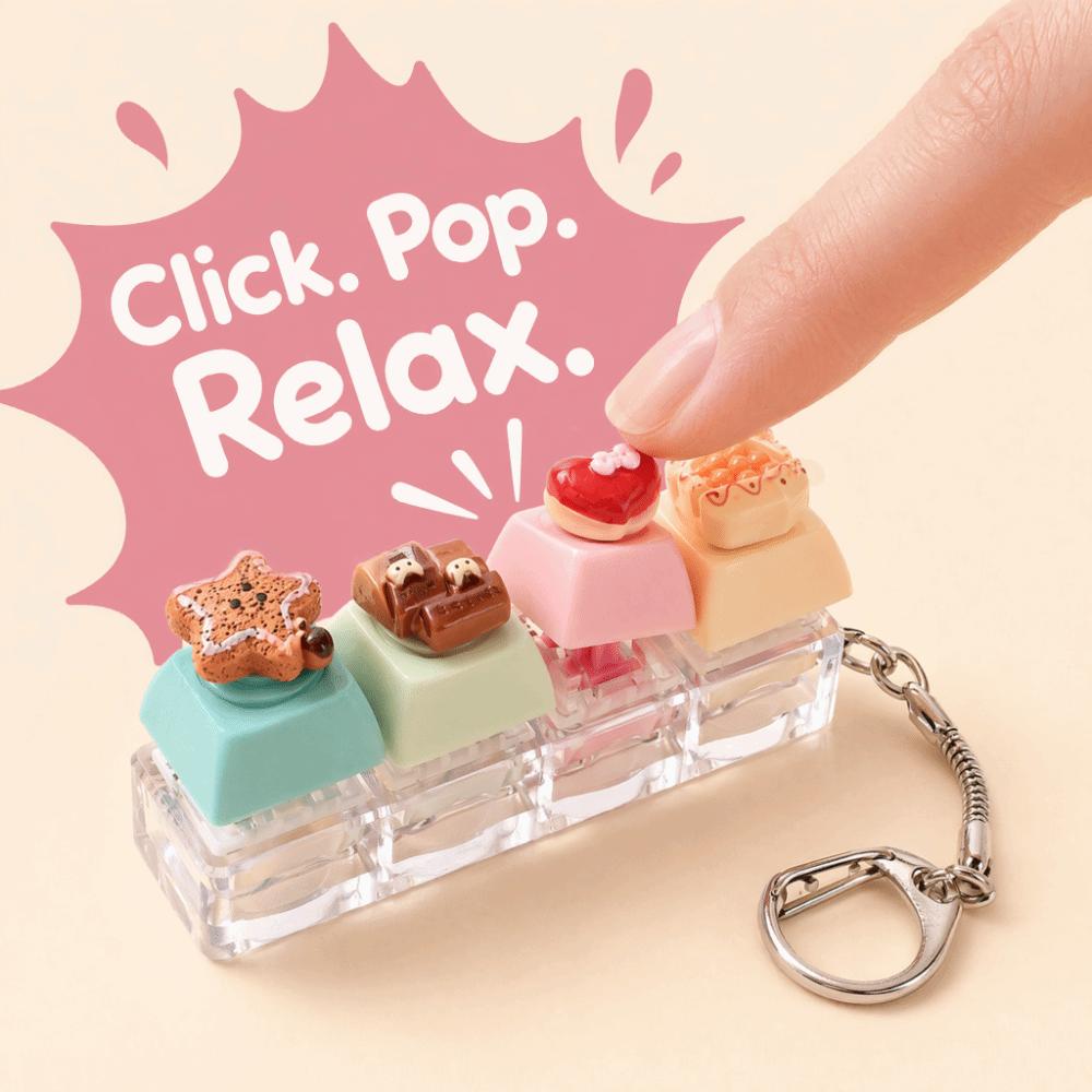Bear Keycap Anti-stress Toy Pendant 4 Key Fidget Keychain Mini Keyboard Pendant  Decompression Gift