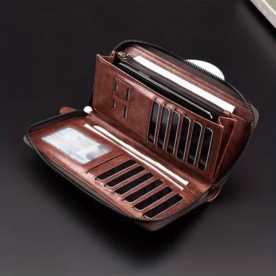 Men's Long Zipper Wallet Pu Leather Wallet For Men RFID Blocking Business Clutch Bag Credit Card Holder Purse Man