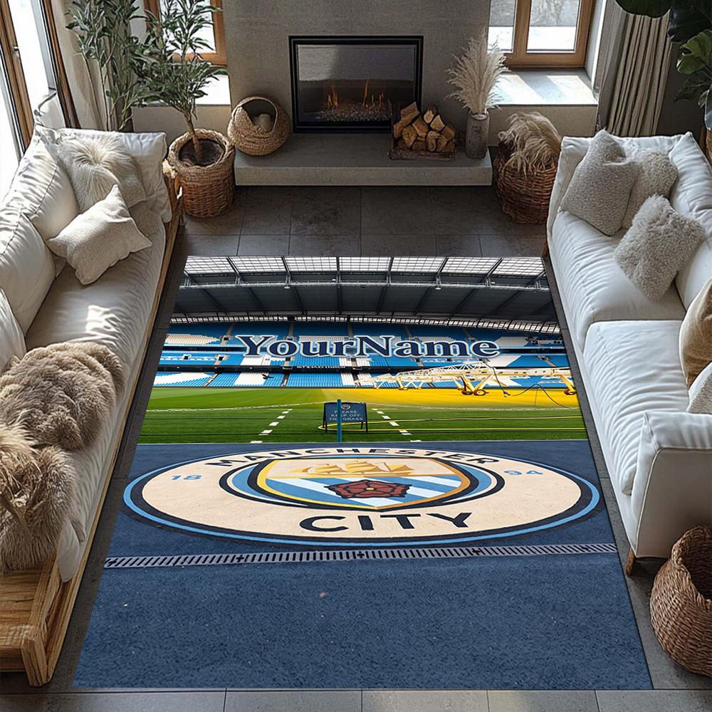 Manchester City Personalized Name Carpet Suitable for Balcony Game Room Outdoor Kitchen Antislip Carpet Decorate Offices