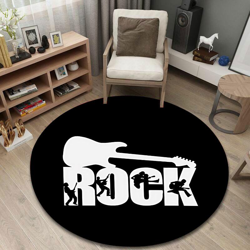 Folk Round Rose Multicolor Rug Mat, Non-Slip Floor Mat for Office