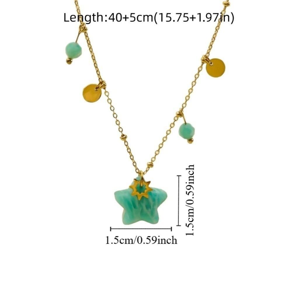 Natural Star Pendant Neck Chain Vintage Women Neck Choker Sweater Chain Star Stone Necklace  Gifts