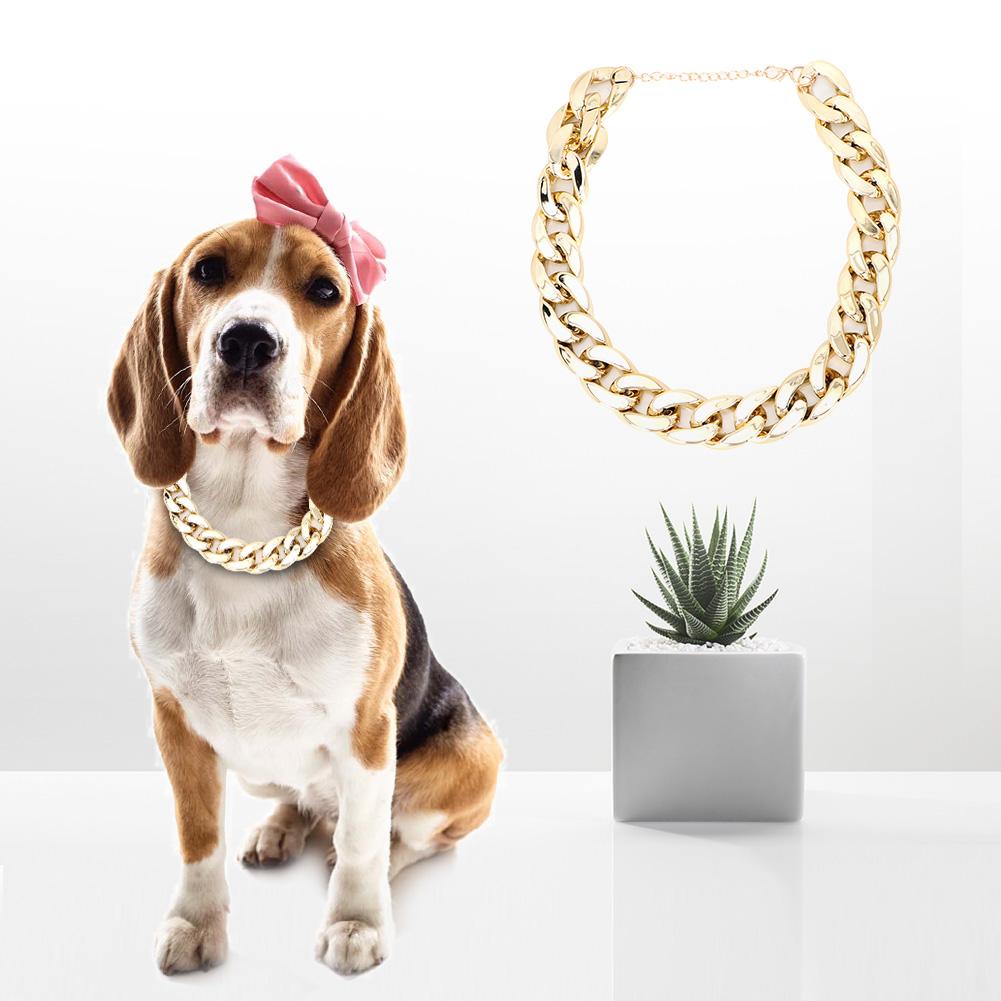 Plastic Fashionable Shiny Dog Choke Chain Choker Decoration Collar for French Bulldog(gold)