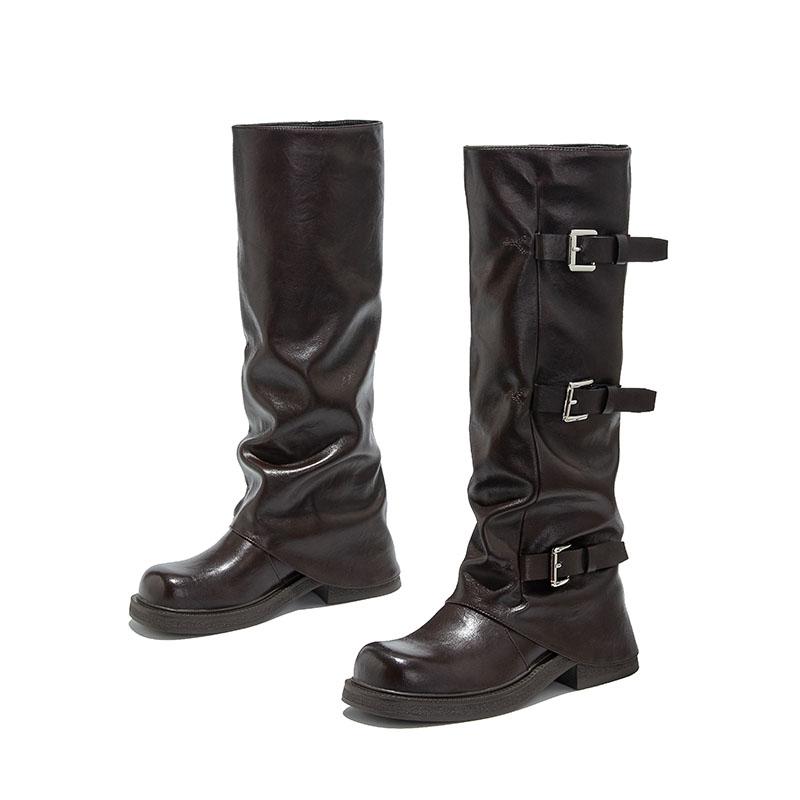 Fashion 2025 New Women's High Boots Western Cowboy Style Women Stacked Boots Large Size Warehouse female Knight Boots