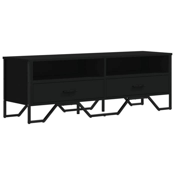 VidaXL Meuble TV noir 122x34x41 cm bois d'ingénierie, support TV, buffet TV, meuble multimédia, banc TV, meuble hifi, centre 848579