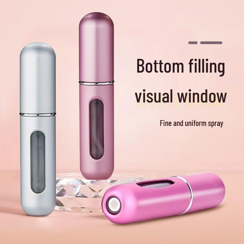 Refillable Press-Type Perfume Atomizer: Portable, High-End, Hydrating, Recyclable, Rotating Transparent Design