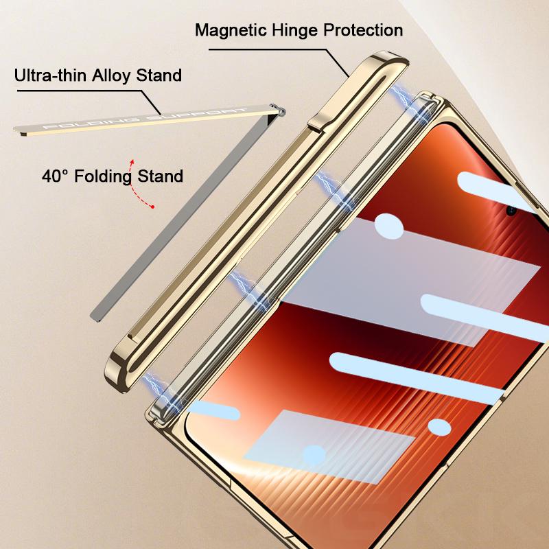 Luxury Plating Clear Plastic Case for Huawei Pura X Max Magnetic Phone Hinge Armor Screen Glass Cover for Huawei Pura X Max Case