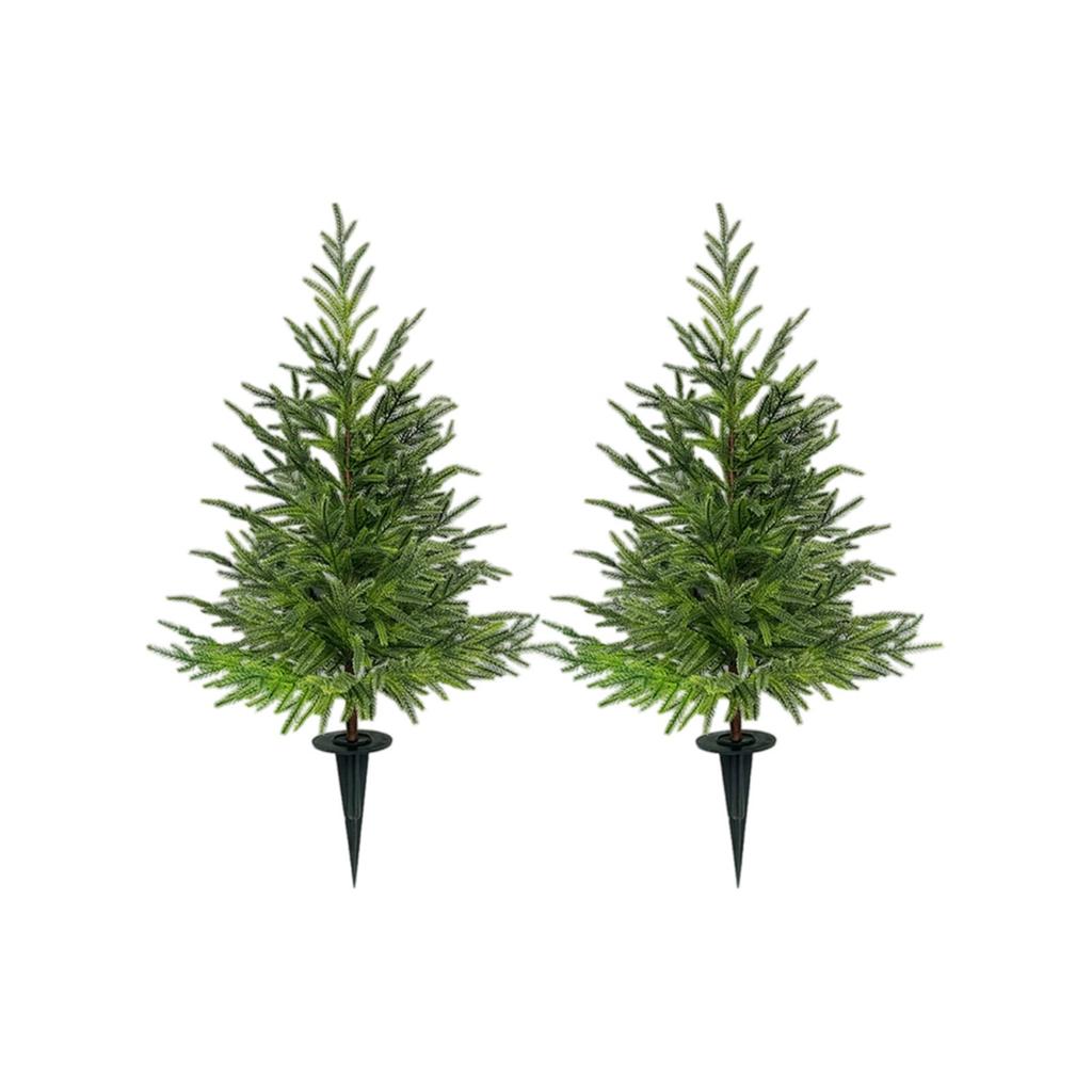 2pcs Artificial And Ball Tree Ground Insert Green Plant Fake Tree