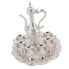 Alloy Wine Glass Pot Set Rustproof Exquisite Decorative Vintage Coffee Pot Set for Tea Home Party Wedding Silver White