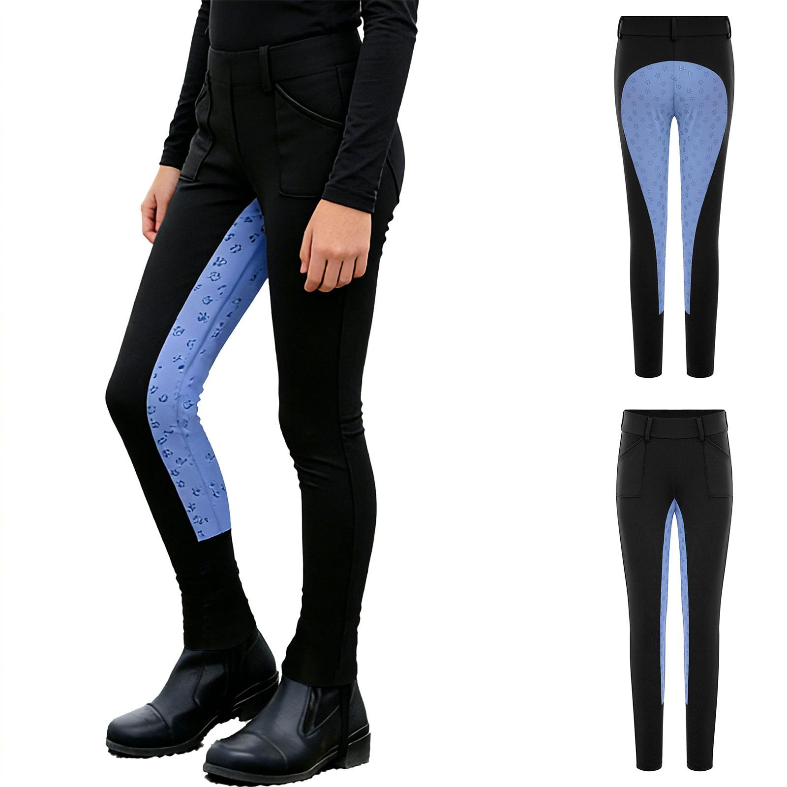 Kinder Mädchen Reithosen Reitleggings mit elastischem Bund und Seitentaschen für Training und Wettkampf 5-6 Years