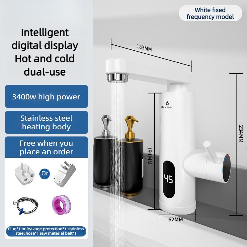 

Constant Temperature Intelligent Digital Display Electric Heating Water Faucet Bathroom Stainless Steel Instant Heating Faucet Plug version