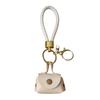 Mini Dumpling Coin Purse Keychain with Security Snap Detachable Wrist Strap Faux Leather Waterproof Compact Bag Key Holder