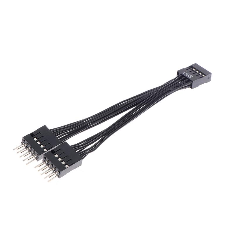 Usb Motherboard Cable Usb Header Extension Cable 9Pin 1 Female To 2 Male Y Splitter Cable Black