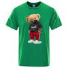 100% Cotton Sports Mask Bear Print Short-sleeved T-shirt male Half-sleeved Summer Casual Oversized T-shirt men Shirt S-3XL