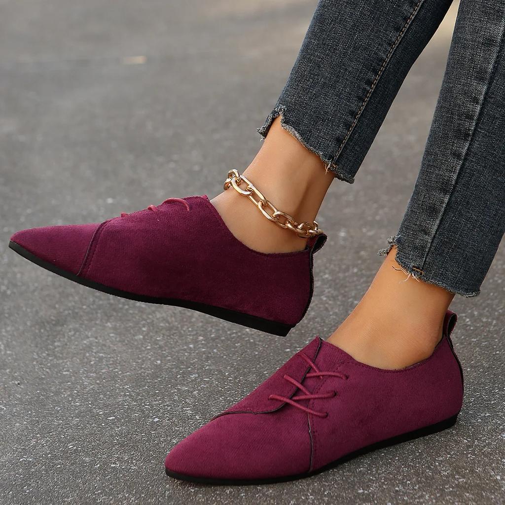 Fashion Pointed Shoes Female  Daily Casual Shoes Classics Black Lace-Up Comfortable Flats Women's Flat  2026